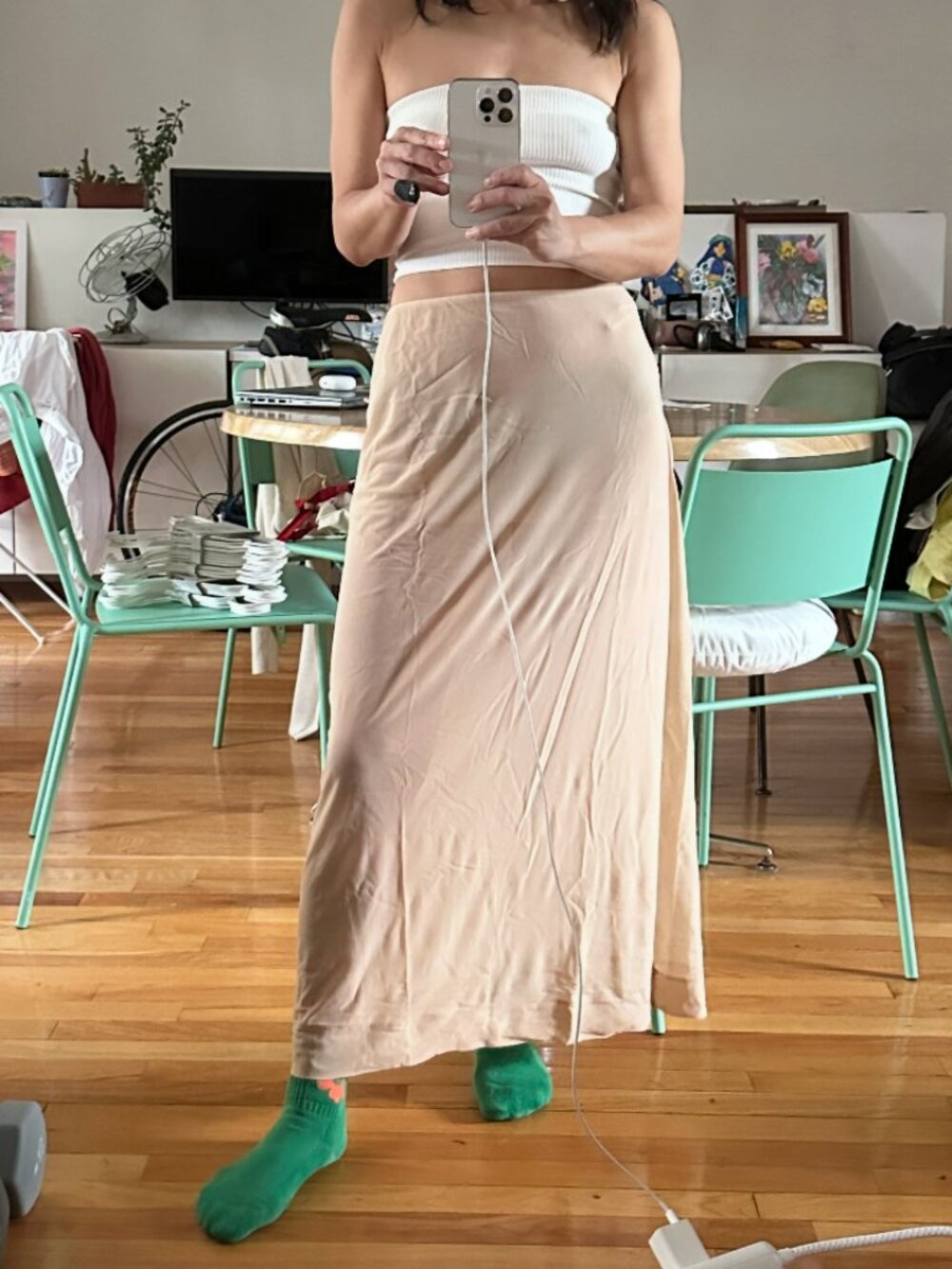 FIND ME NOW, Mesh Midi Skirt, XS/S, Tan